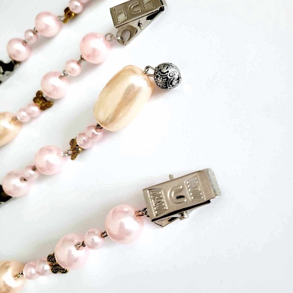 Silver Metal Faux Pink & Ivory Pearls With Accents Table Cloth End Weights 4pcs - Picture 5 of 6